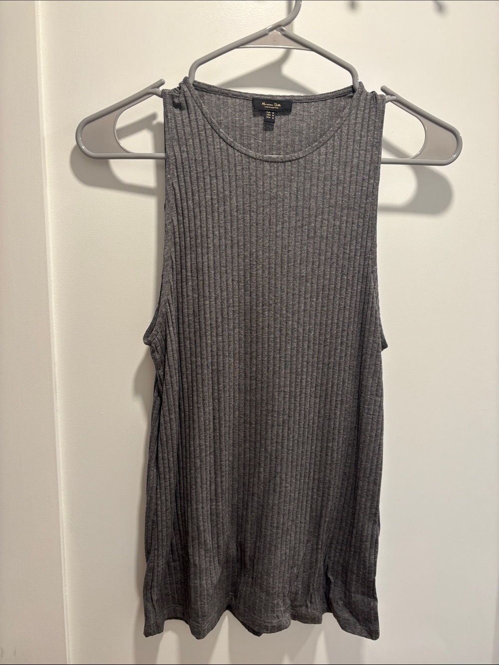 Massimo Dutti Ribbed Muscle Tee - Charcoal